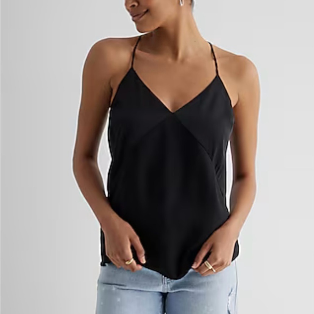 Express Black Satin Crossback Downtown Cami